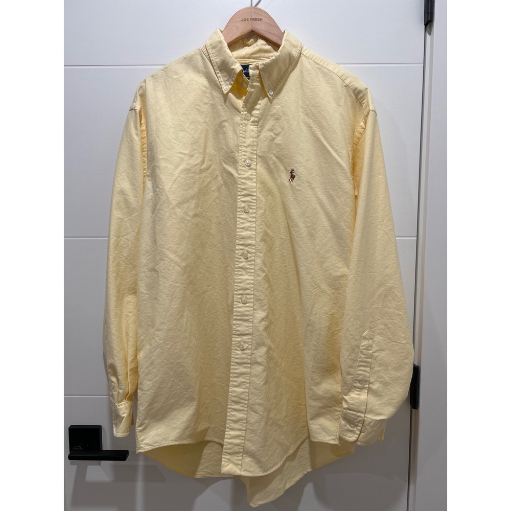 Ralph Lauren Yarmouth Oxford Shirt Mens 17 34/35 Yellow Button Down Long Sleeve